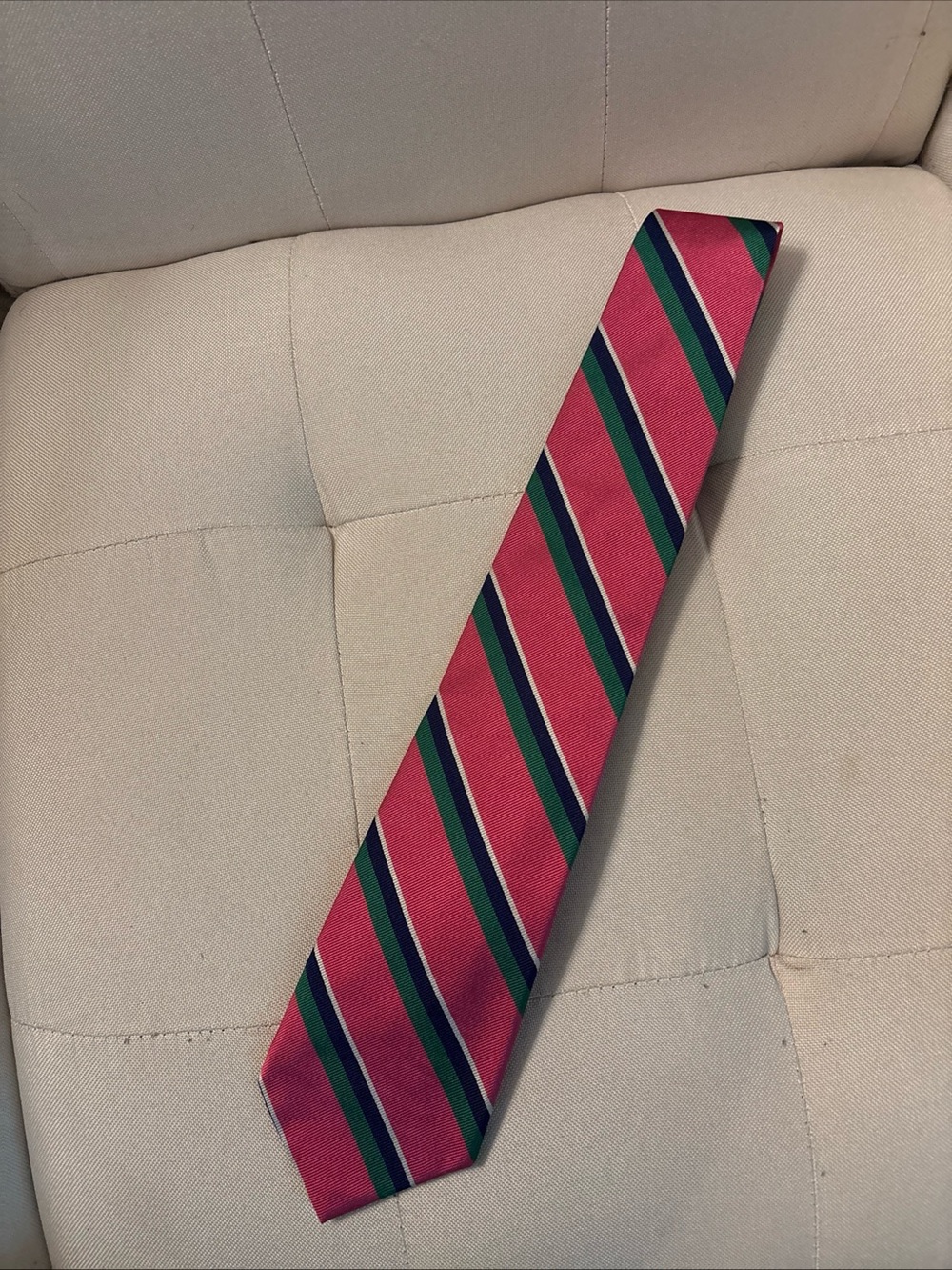 Polo by Ralph Lauren Pink Stripe Silk Tie with Navy and Green Accents